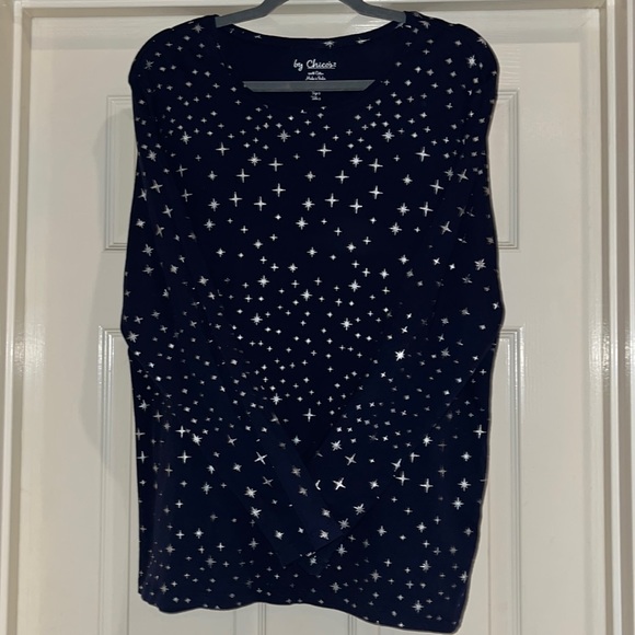 Chico's Tops - Women’s Chico’s Navy w/Silver Stars Shirt-Size 3